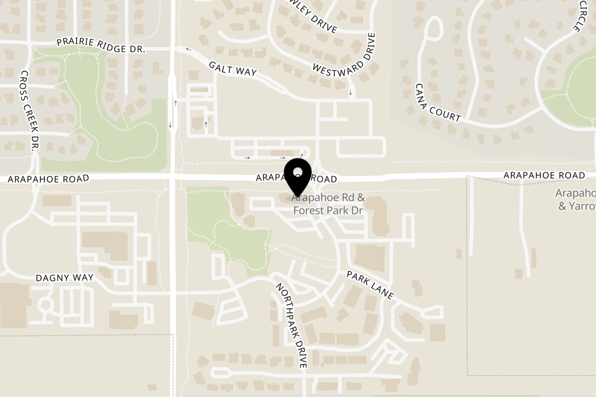 Map showing the location of Bada Bing Pizzeria on 1389 Forest Park Cir #101 in Lafayette